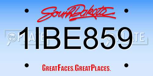 1IBE859 South Dakota License Plate
