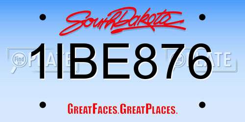 1IBE876 South Dakota License Plate