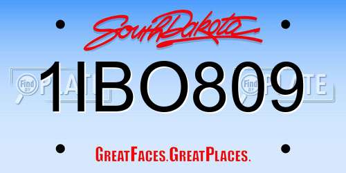1IBO809 South Dakota License Plate