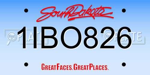 1IBO826 South Dakota License Plate