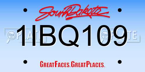 1IBQ109 South Dakota License Plate