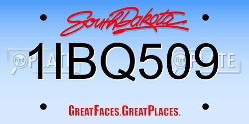 1IBQ509 South Dakota License Plate