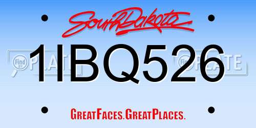 1IBQ526 South Dakota License Plate