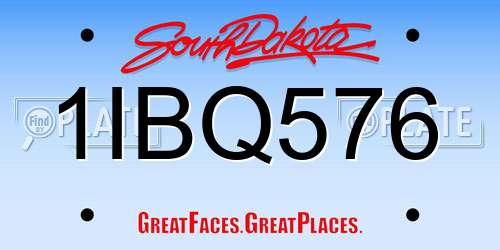 1IBQ576 South Dakota License Plate