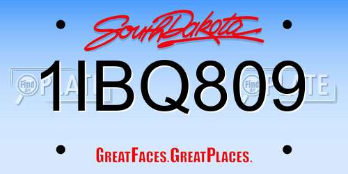 1IBQ809 South Dakota License Plate