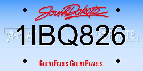 1IBQ826 South Dakota License Plate