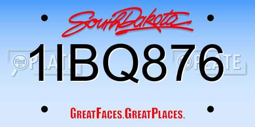 1IBQ876 South Dakota License Plate