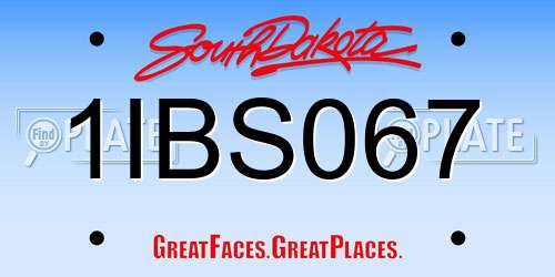 1IBS067 South Dakota License Plate
