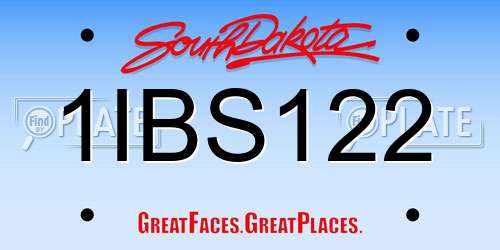 1IBS122 South Dakota License Plate