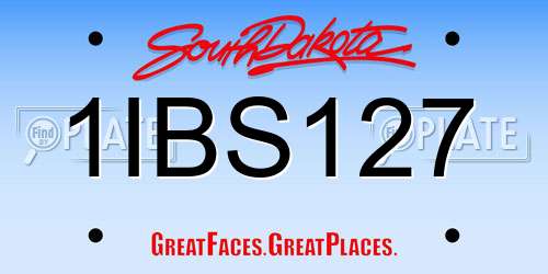 1IBS127 South Dakota License Plate