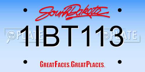 1IBT113 South Dakota License Plate