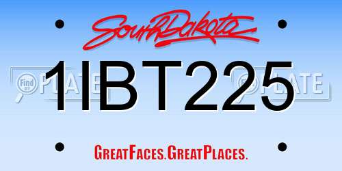 1IBT225 South Dakota License Plate