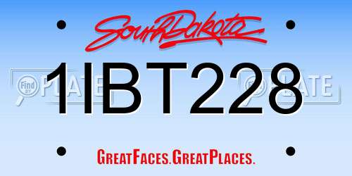 1IBT228 South Dakota License Plate