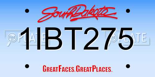 1IBT275 South Dakota License Plate