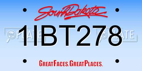 1IBT278 South Dakota License Plate