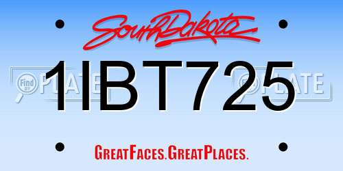 1IBT725 South Dakota License Plate