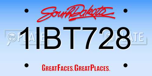 1IBT728 South Dakota License Plate