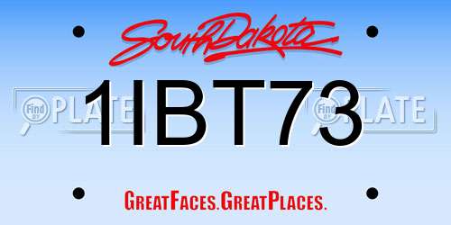 1IBT73 South Dakota License Plate
