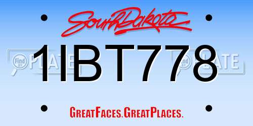 1IBT778 South Dakota License Plate