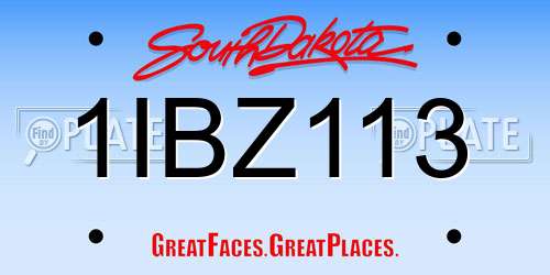 1IBZ113 South Dakota License Plate