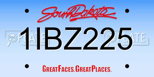 1IBZ225 South Dakota License Plate