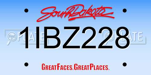 1IBZ228 South Dakota License Plate