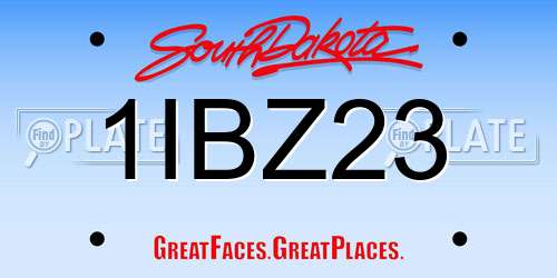 1IBZ23 South Dakota License Plate