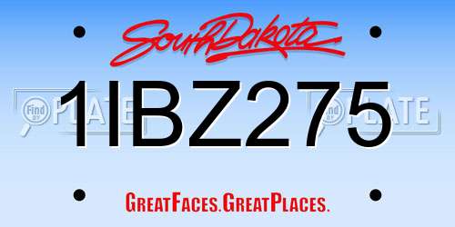 1IBZ275 South Dakota License Plate
