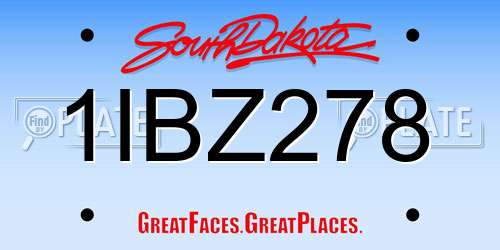 1IBZ278 South Dakota License Plate
