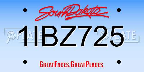 1IBZ725 South Dakota License Plate