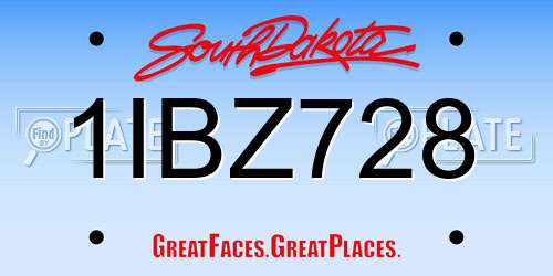 1IBZ728 South Dakota License Plate