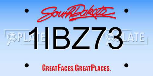 1IBZ73 South Dakota License Plate