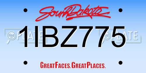 1IBZ775 South Dakota License Plate