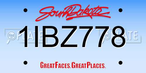1IBZ778 South Dakota License Plate