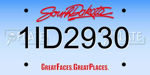 1ID2930 South Dakota License Plate