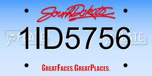 1ID5756 South Dakota License Plate