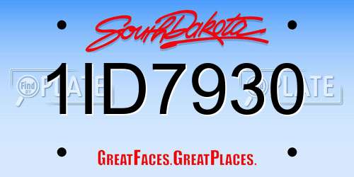 1ID7930 South Dakota License Plate