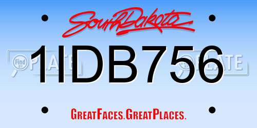 1IDB756 South Dakota License Plate
