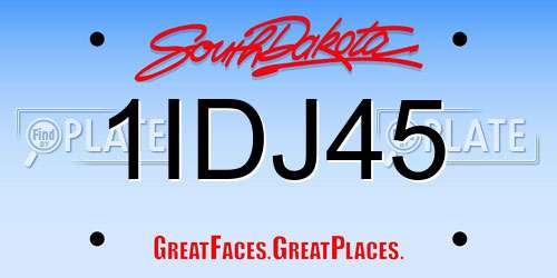 1IDJ45 South Dakota License Plate