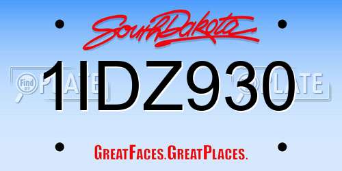 1IDZ930 South Dakota License Plate