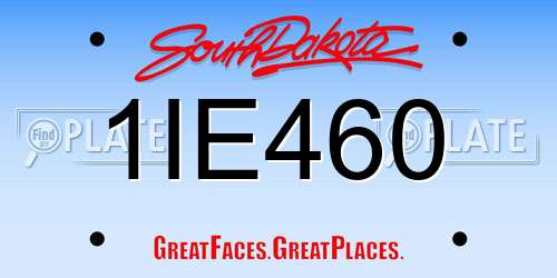 1IE460 South Dakota License Plate