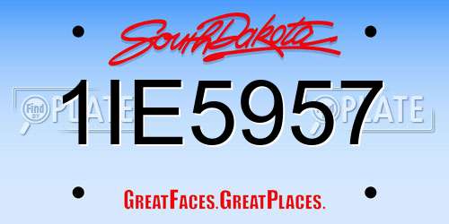 1IE5957 South Dakota License Plate