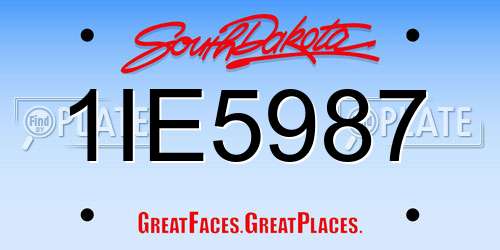 1IE5987 South Dakota License Plate