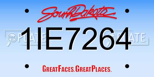 1IE7264 South Dakota License Plate