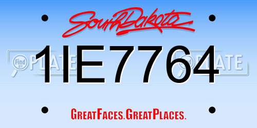 1IE7764 South Dakota License Plate