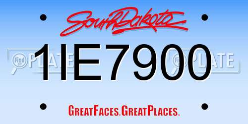 1IE7900 South Dakota License Plate