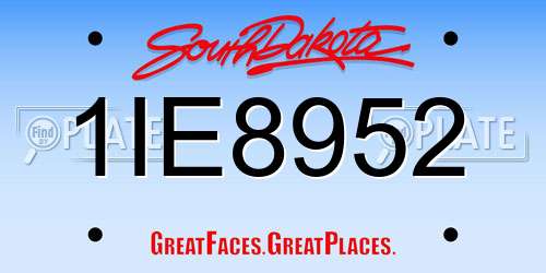 1IE8952 South Dakota License Plate