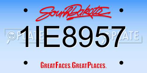 1IE8957 South Dakota License Plate