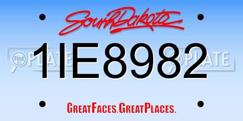 1IE8982 South Dakota License Plate