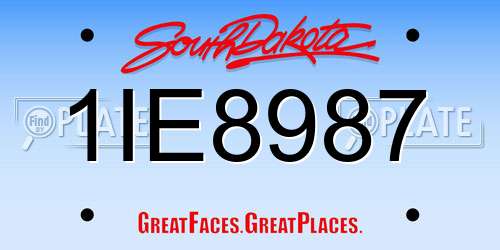 1IE8987 South Dakota License Plate